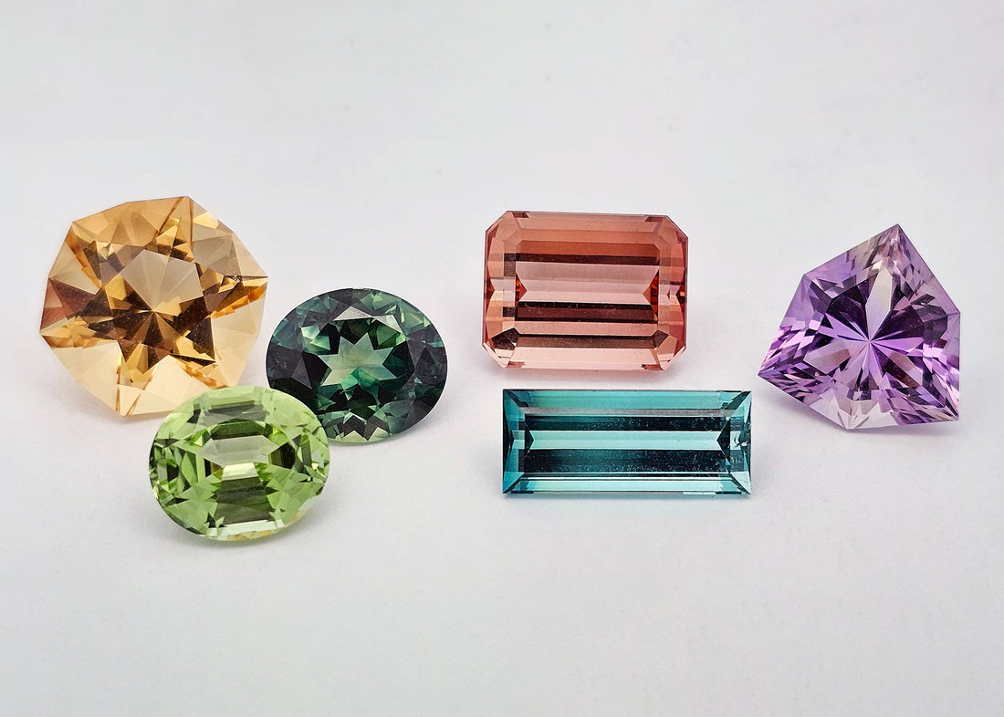 A selection of coloured gemstones - ethically sourced and hand selected