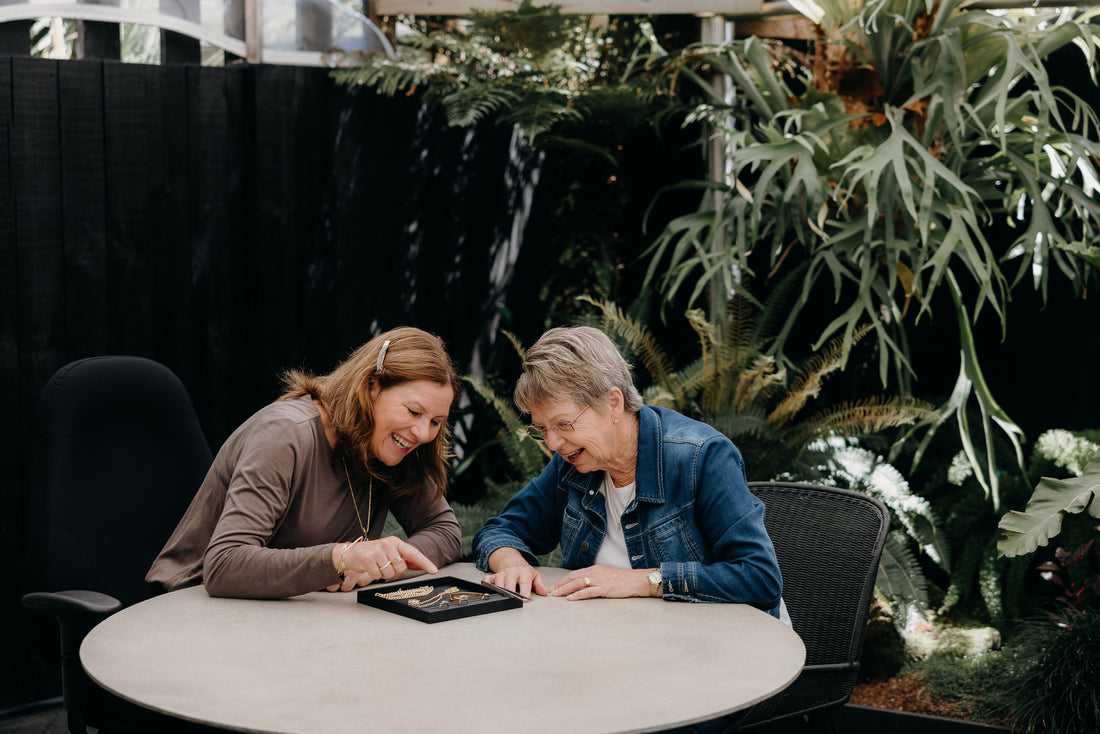 jewellery consultation in garden courtyard office in whangarei