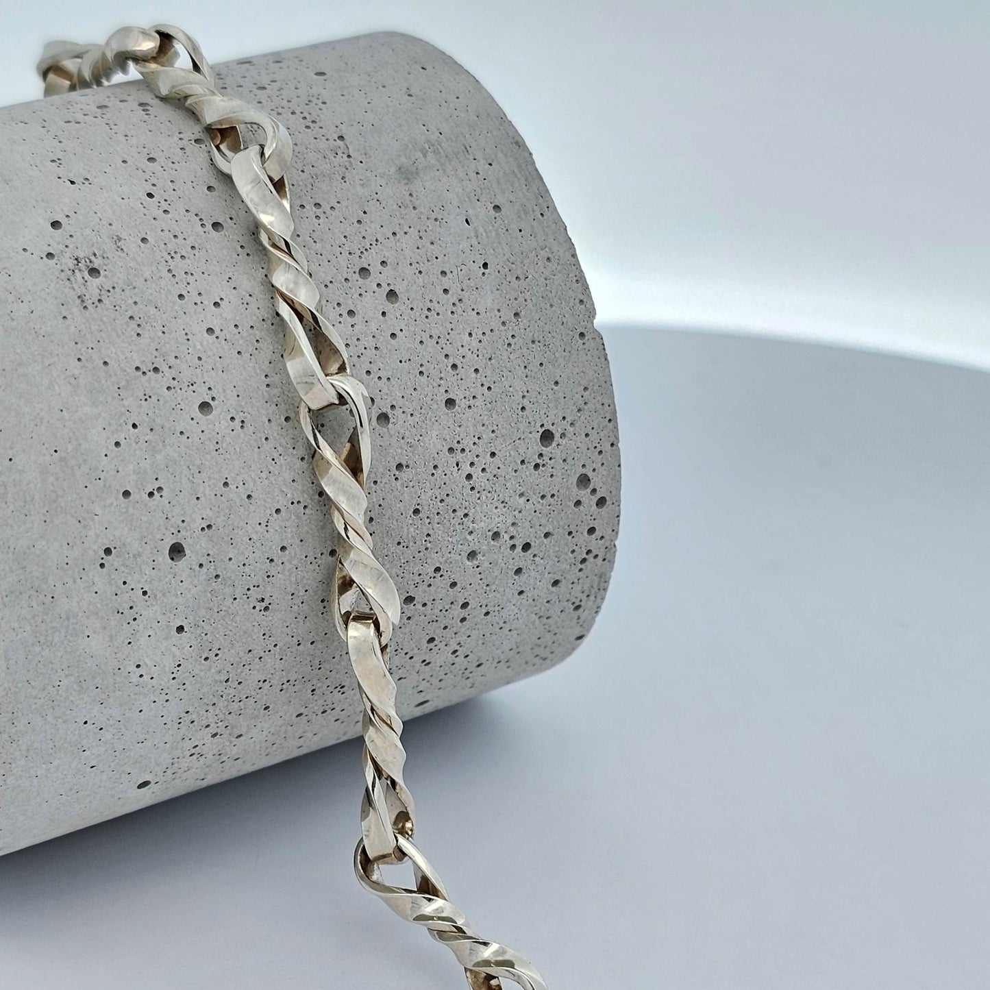 white gold twisted link handmade bracelet