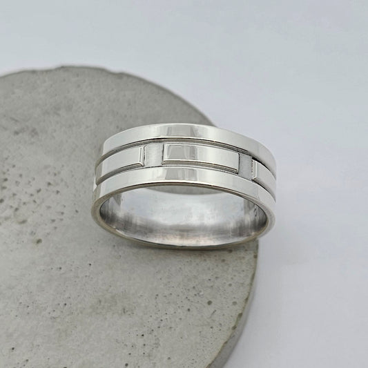 wedding ring; wedding rings; white gold wedding ring; white gold band; mens wedding ring; mens wedding band; funky wedding ring