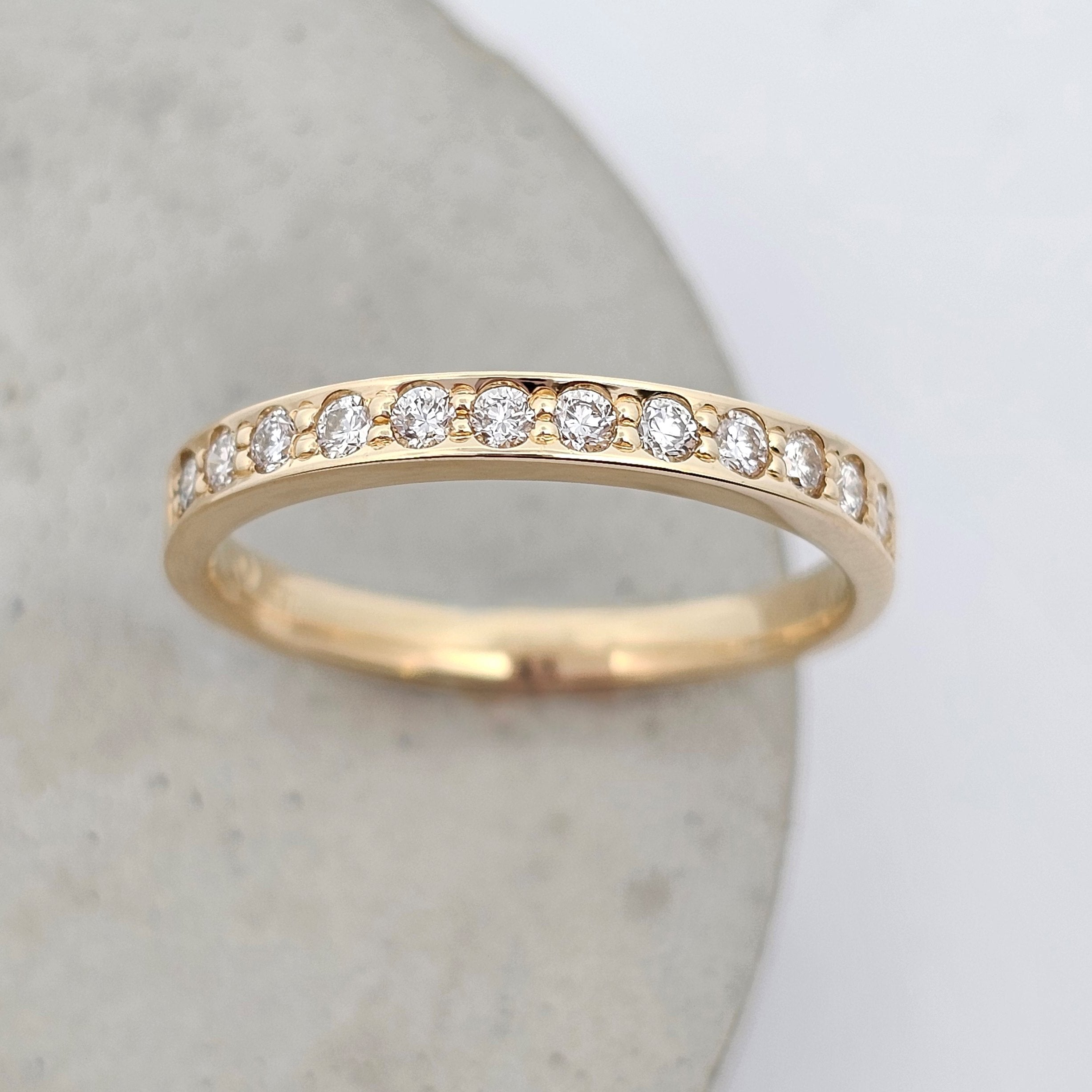 yellow gold diamond set ladies wedding ring
