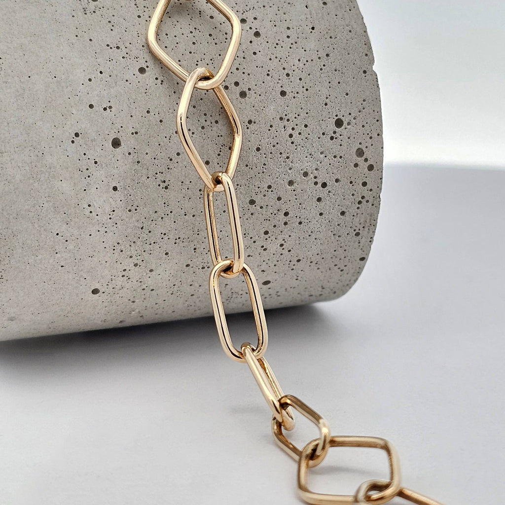 yellow gold geometric link bracelet 