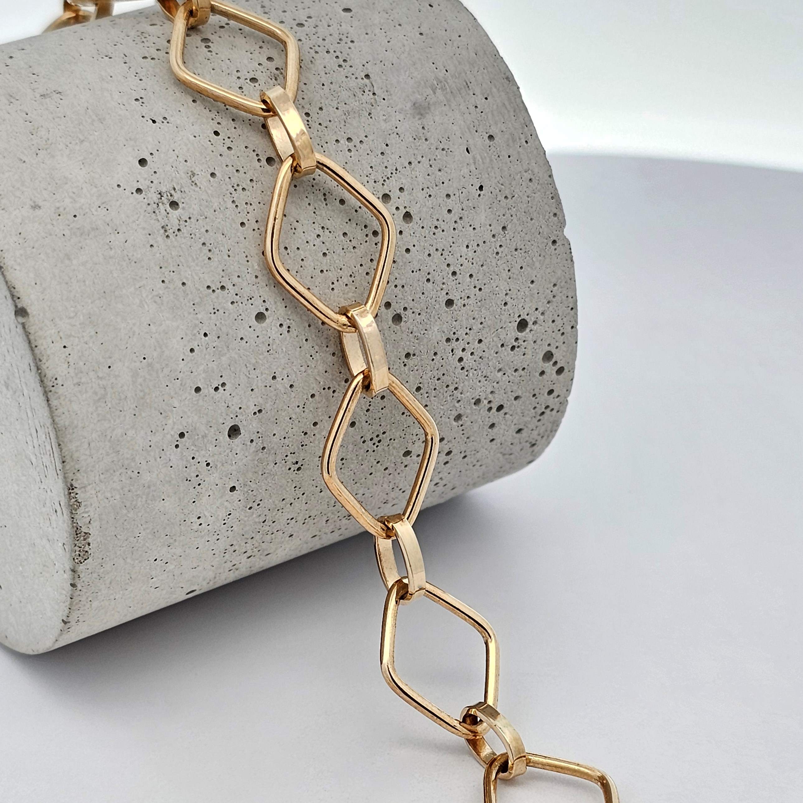 yellow gold unique diamond link bracelet 