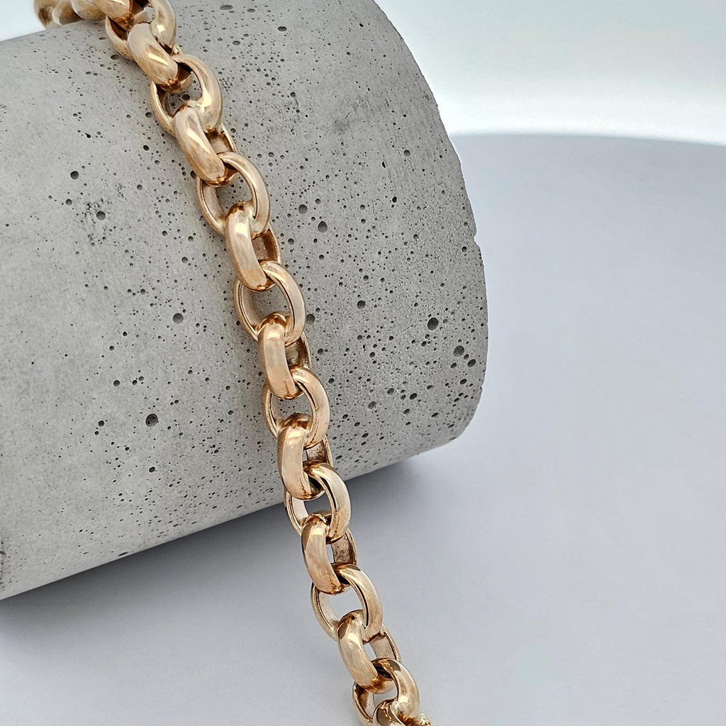 yellow gold heavy belcher link bracelet