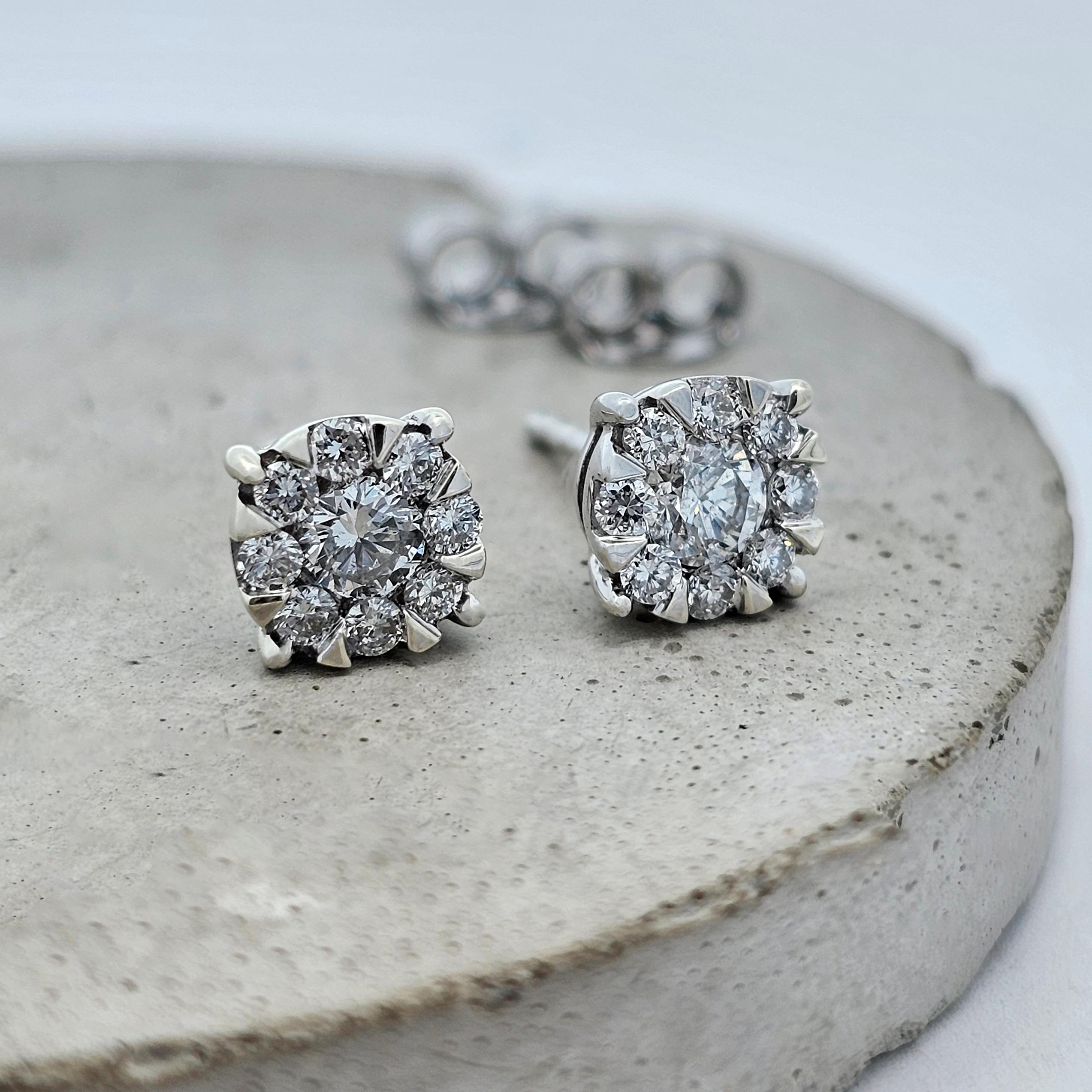 9ct white gold half carat diamond stud earrings