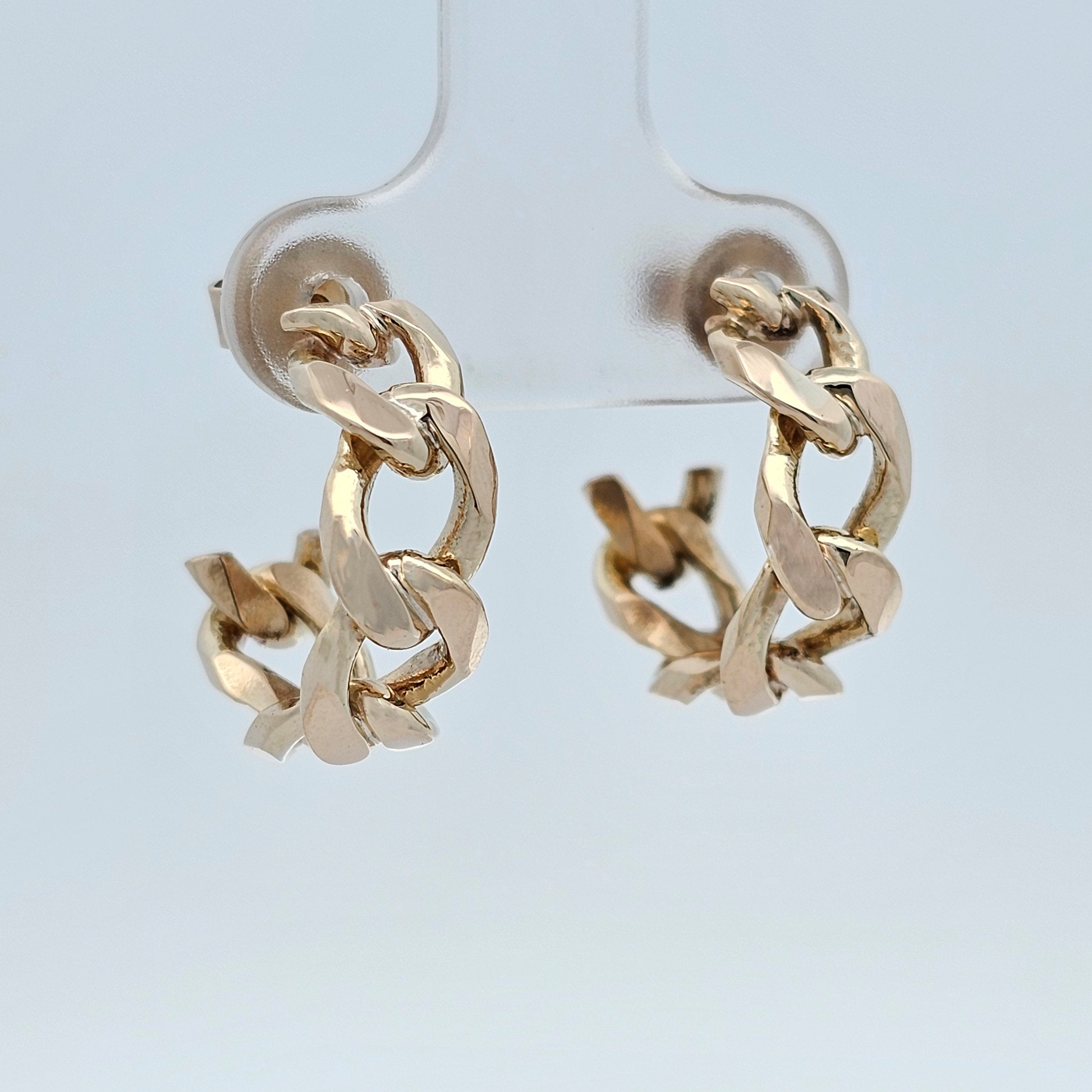 9ct yellow gold open hoop chain earrings