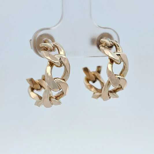 9ct yellow gold open hoop chain earrings