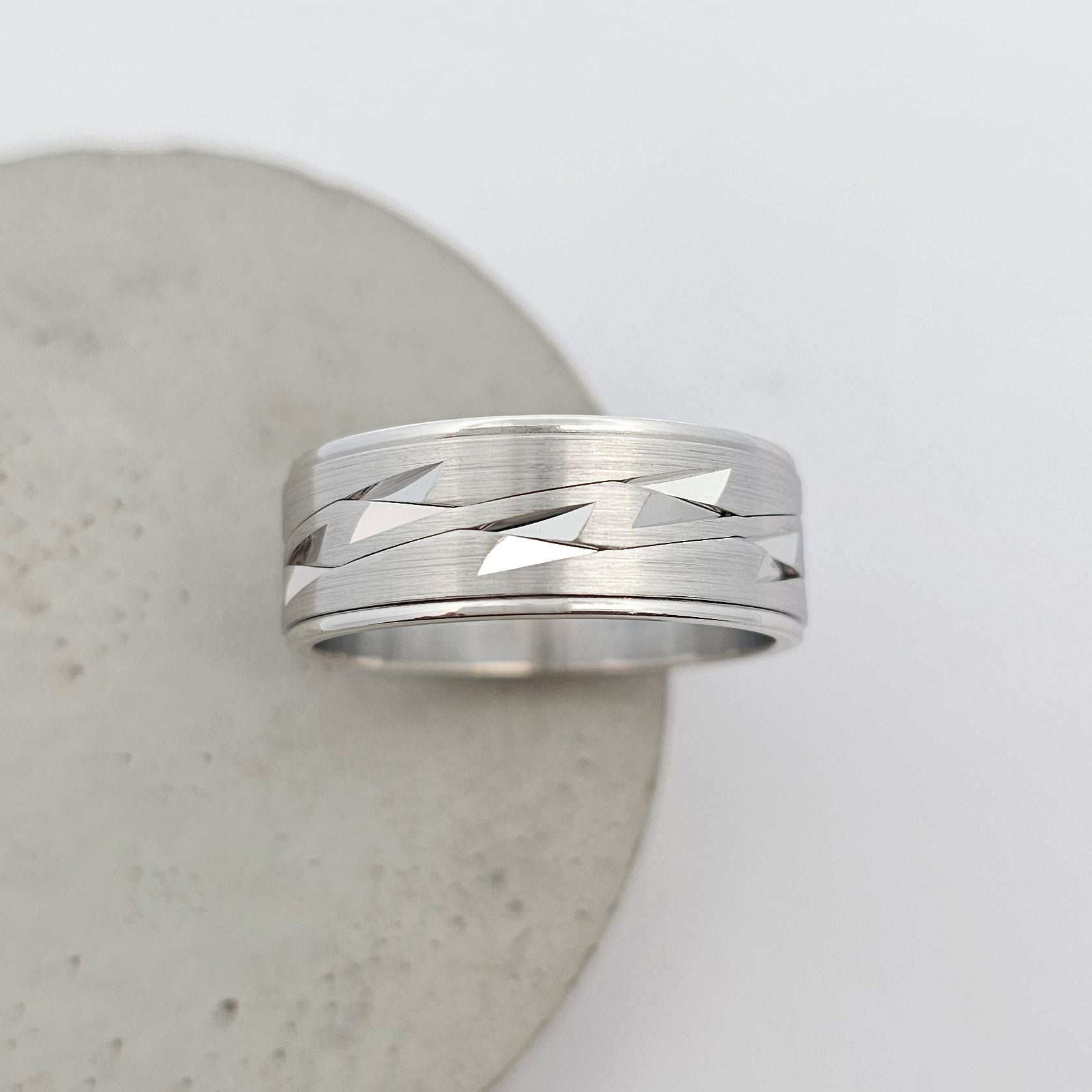 wedding ring; wedding rings; wedding band; wedding bands; white gold wedding ring; white gold mens wedding ring; mens wedding ring; textured wedding ring; unique wedding ring; patterned wedding ring; wide ring; funky mens ring; funky mens wedding ring