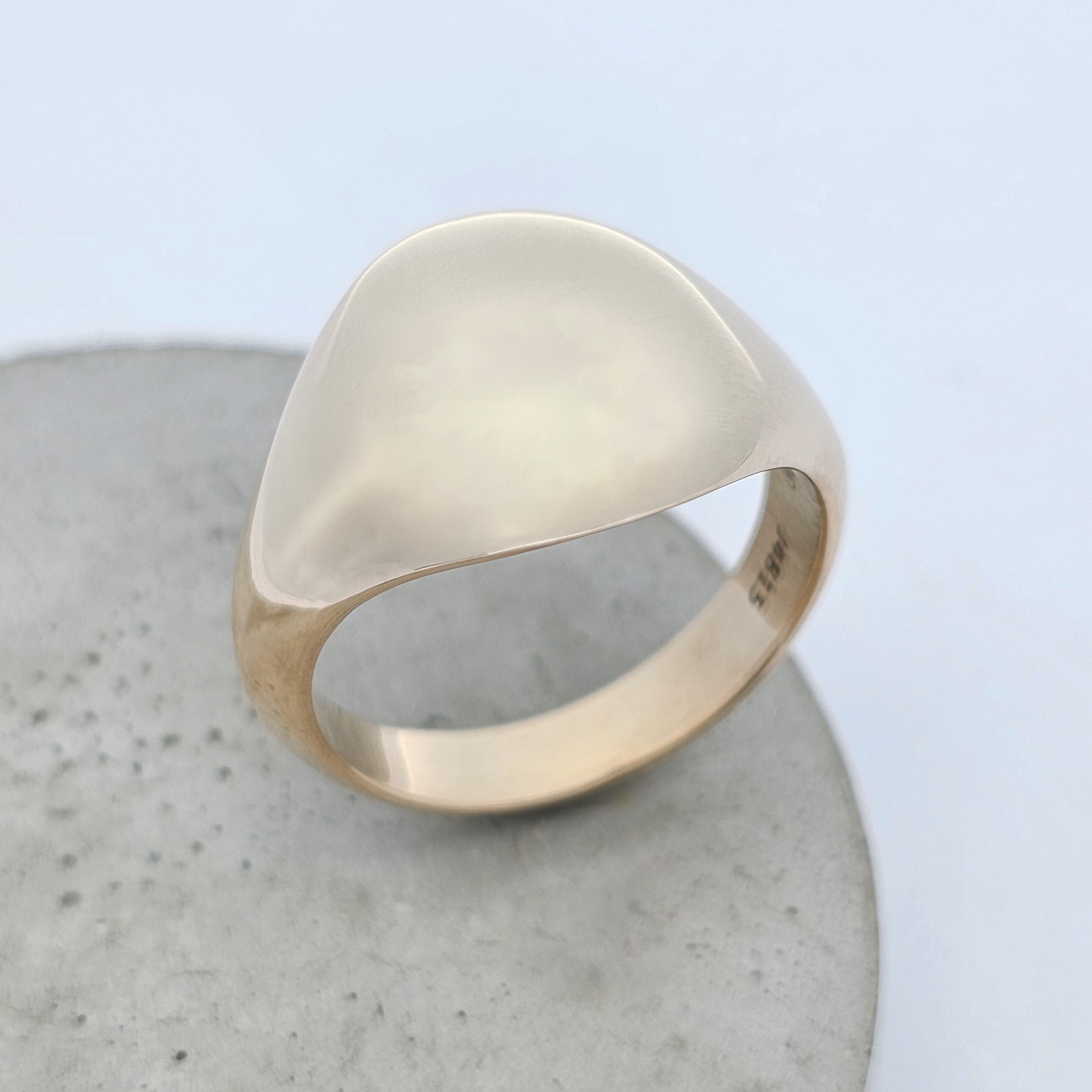 yellow gold mens domed signet ring 